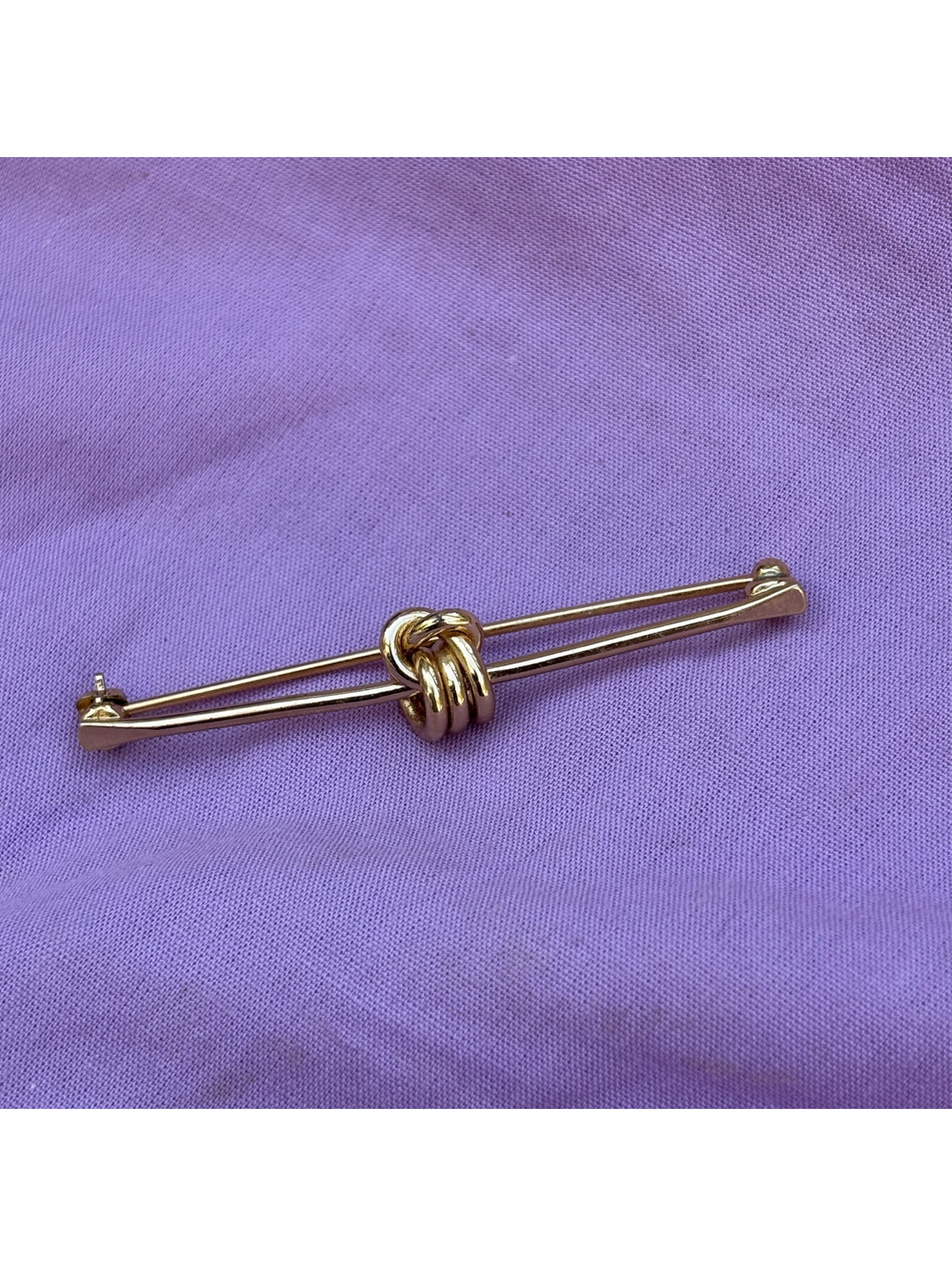 Vintage Monet Gold Tone Knot Safety Pin Brooch 2"